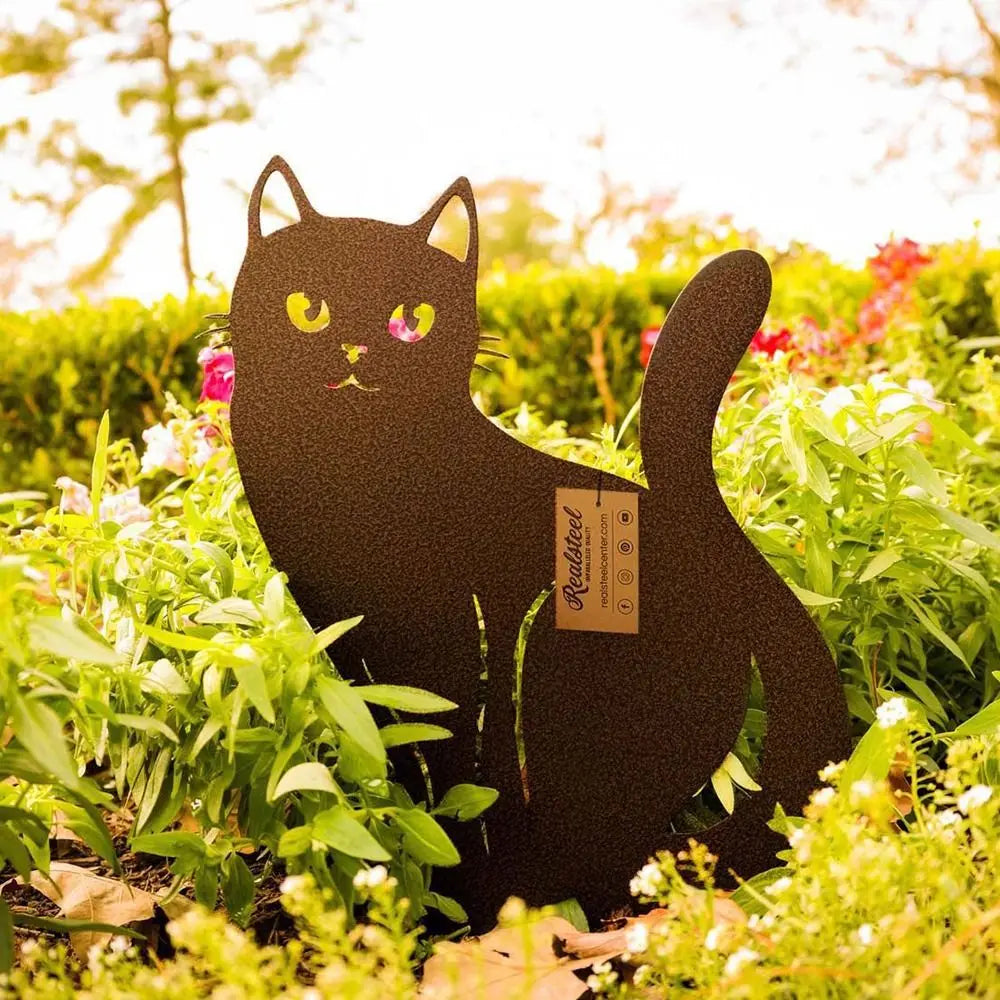 Black Cat Garden Silhouette Stakes — Waterproof Outdoor Cat Art Decorations 🐱🌿