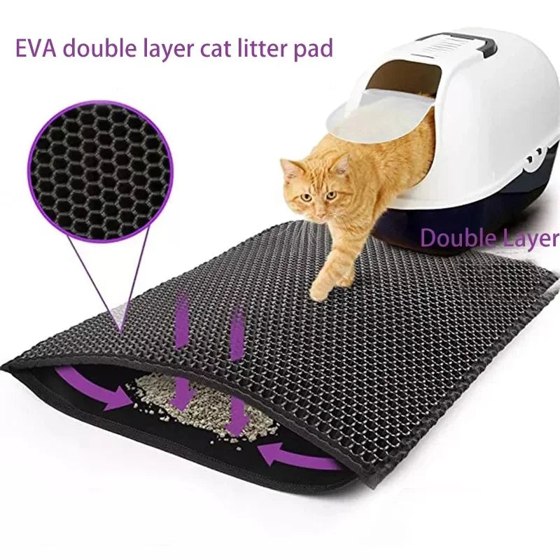 Double Layer Cat Litter Mat — Waterproof Non-Slip Trapping Mat for Litter Boxes 🐱