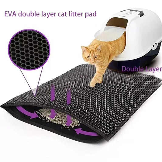 Double Layer Cat Litter Mat — Waterproof Non-Slip Trapping Mat for Litter Boxes 🐱