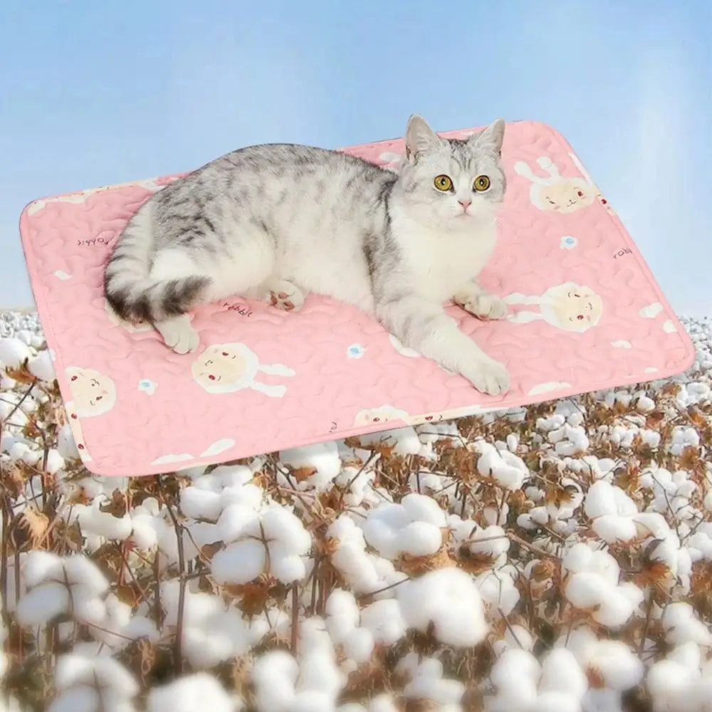Cute Washable Dog Cooling Mat Summer Pad Breathable Pet Cold Bed Pet Ice Pad Blanket Dog Cat Sleeping Pad Pet