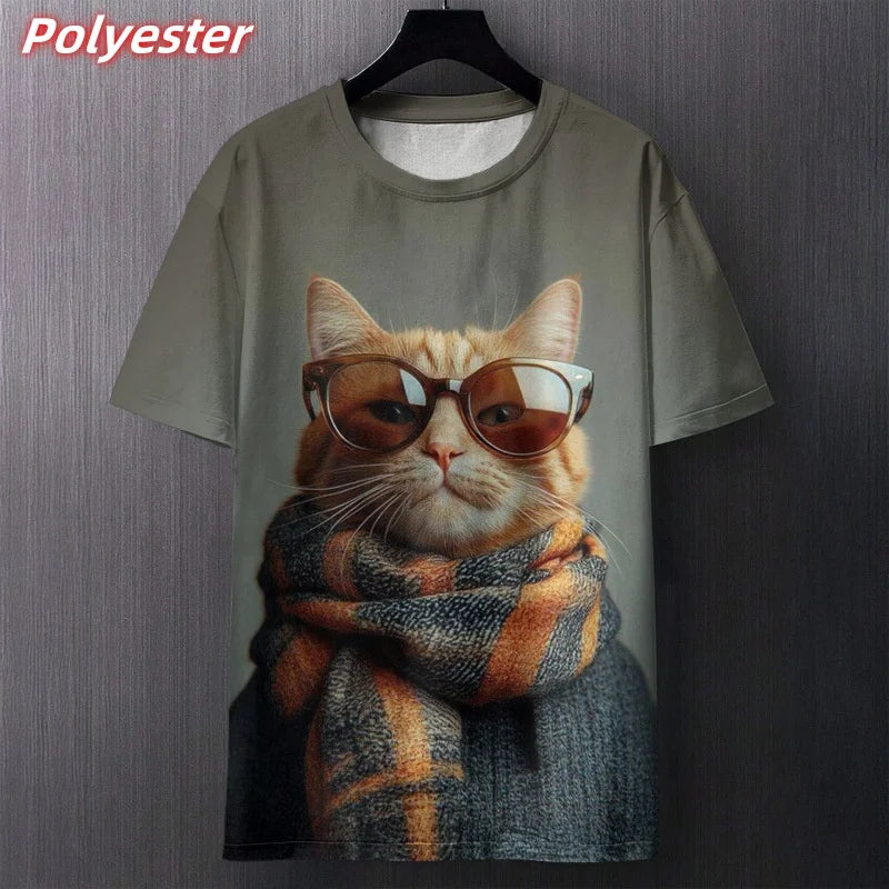 Funny Art Cat T-Shirt — Hilarious 3D Printed Cat Design Tee 🐱🎨