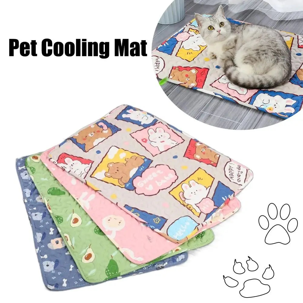 Cute Washable Dog Cooling Mat Summer Pad Breathable Pet Cold Bed Pet Ice Pad Blanket Dog Cat Sleeping Pad Pet