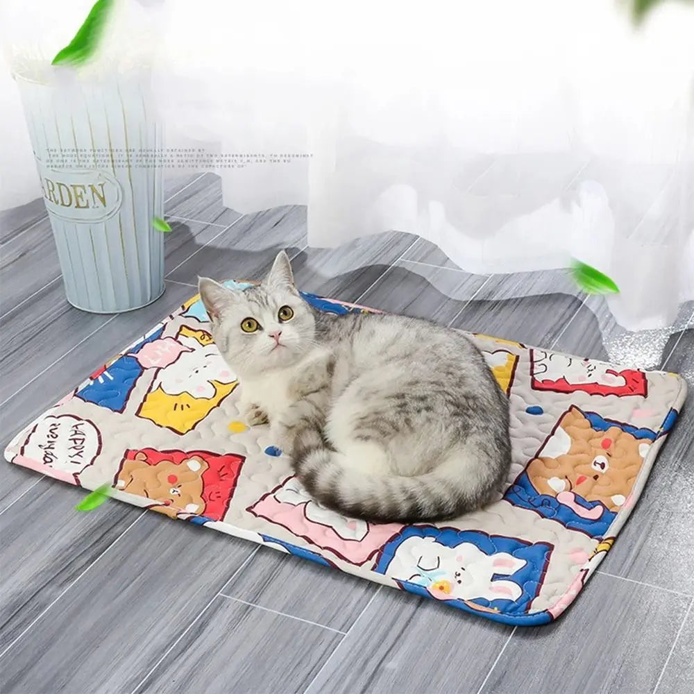 Cute Washable Dog Cooling Mat Summer Pad Breathable Pet Cold Bed Pet Ice Pad Blanket Dog Cat Sleeping Pad Pet